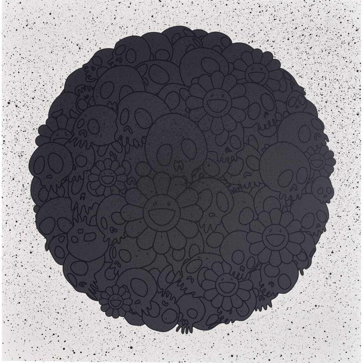 Takashi Murakami, Black Flowers & Skulls Round (TM/KK For BLM), 2020, 2020