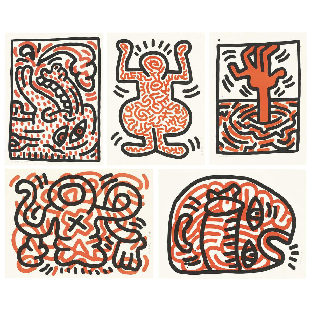 Keith Haring, Ludo (complete set), 1985