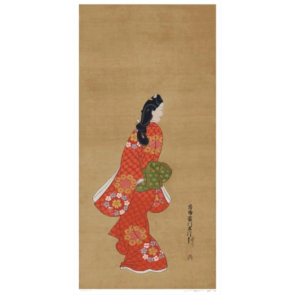 Takashi Murakami, Hishikawa Moronobu's "Mikaeri Bijin-zu" A Moment Blessed by Flowers, 2025, 2025