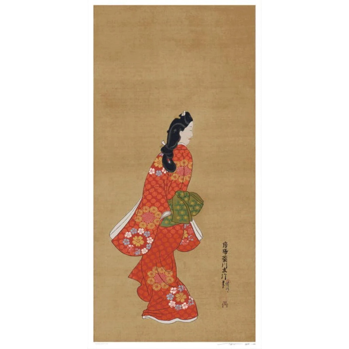 Takashi Murakami, Hishikawa Moronobu's "Mikaeri Bijin-zu" A Moment Blessed by Flowers, 2025, 2025