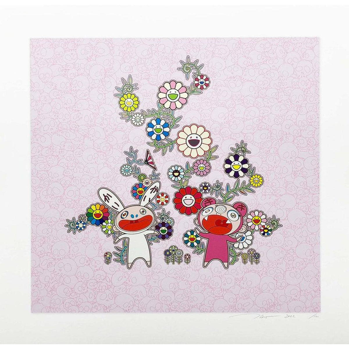 Takashi Murakami, Snow, Moon, and Flower: Flowers with Kaikai and Kiki, 2022, 2022