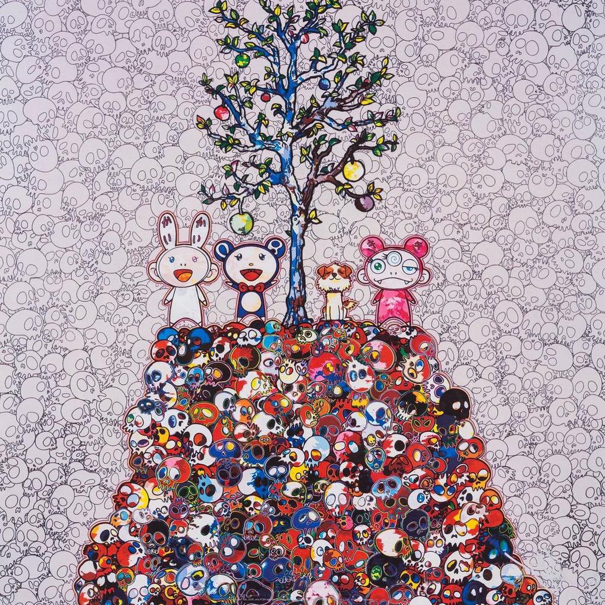 Takashi Murakami, Kaikai, Kiki, DOB, and POM atop the Mound of the Dead, 2013, 2013