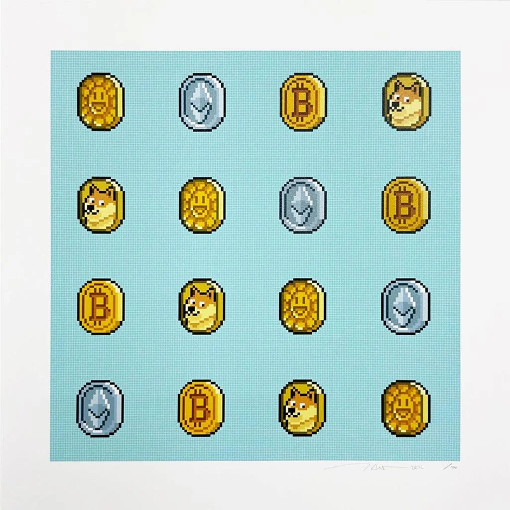 Takashi Murakami, Murakami.Flower COINs with Other Crypto Coins: 4 × 4, 2022, 2022