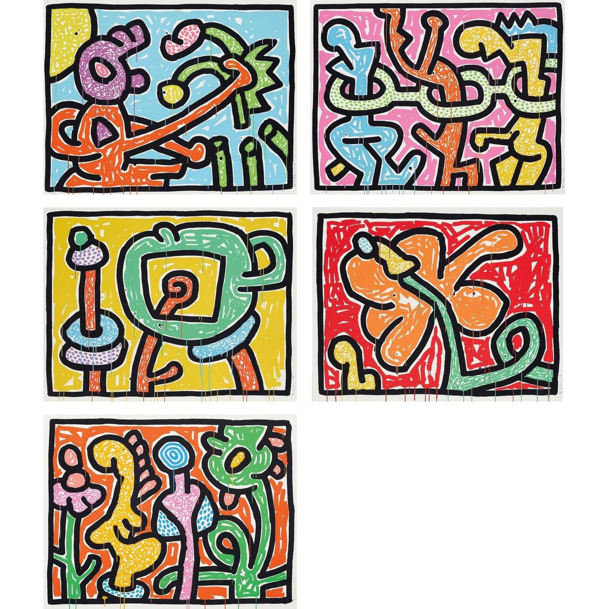 Keith Haring, Flowers (complete set), 1990