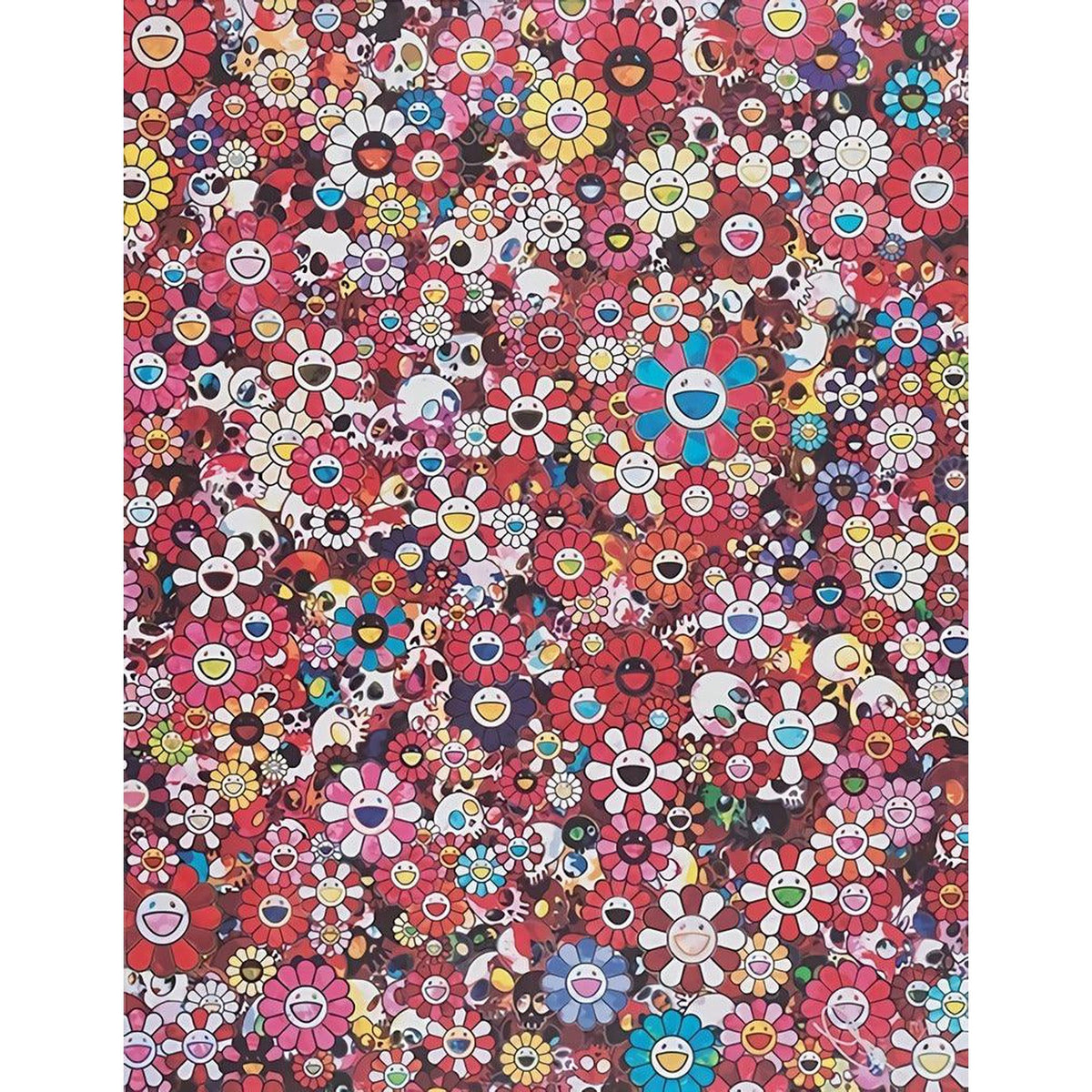 Takashi Murakami, Skulls & Flowers Red, 2016, 2016