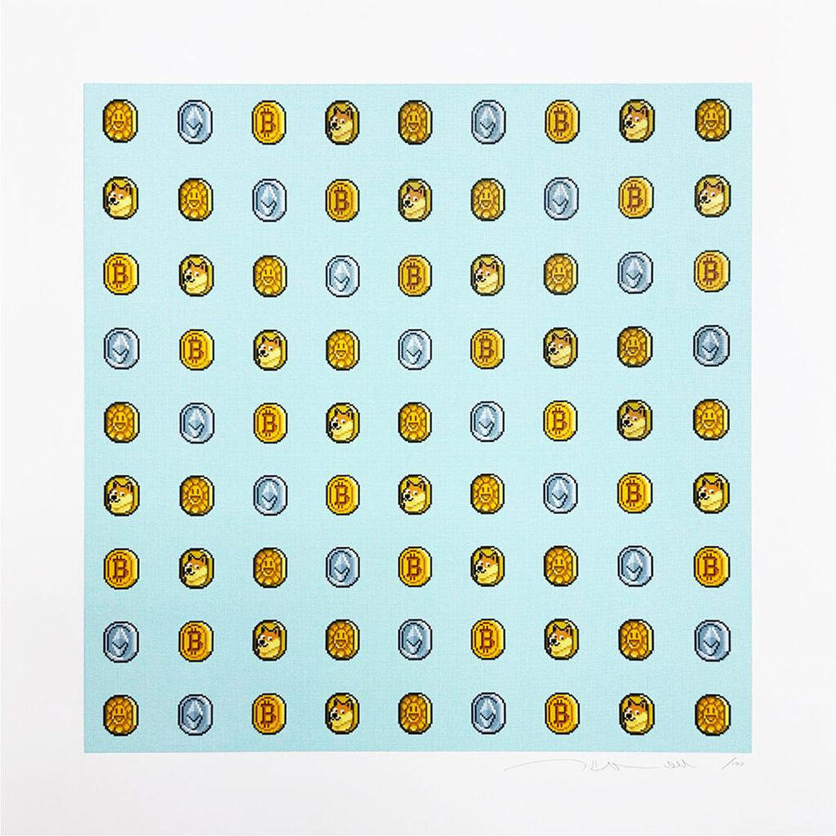 Takashi Murakami, Murakami.Flower COINs with Other Crypto Coins: 9 × 9, 2022, 2022
