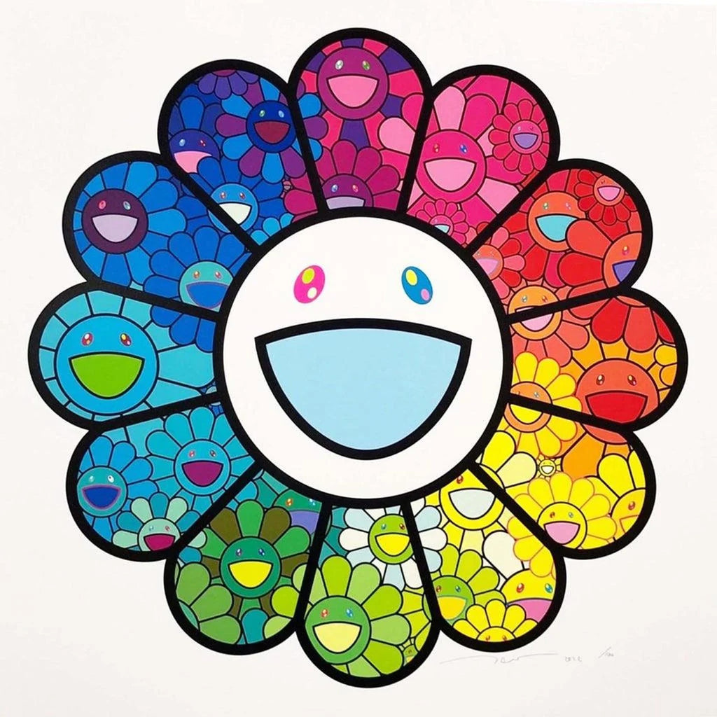 Takashi Murakami, Multicolor Superflat Flowers, 2022, 2022