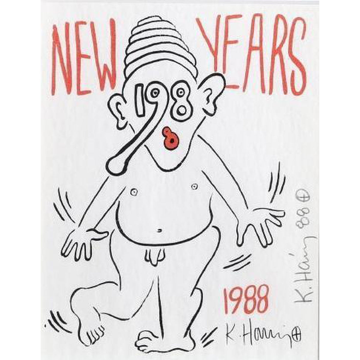 Keith Haring, New Years Invitation, 1988