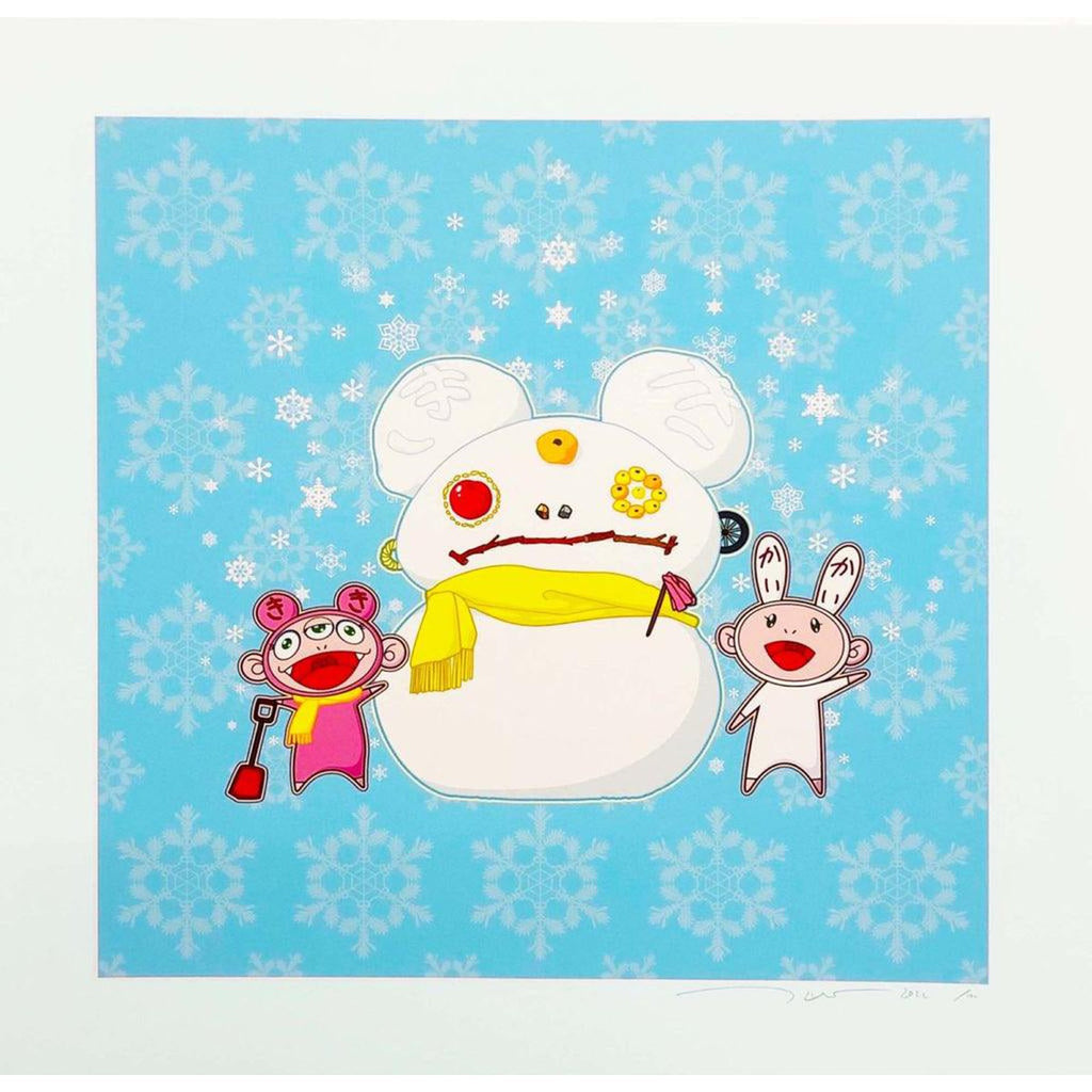 Takashi Murakami, Snow, Moon, and Flower: Snowman with Kaikai and Kiki, 2022, 2022