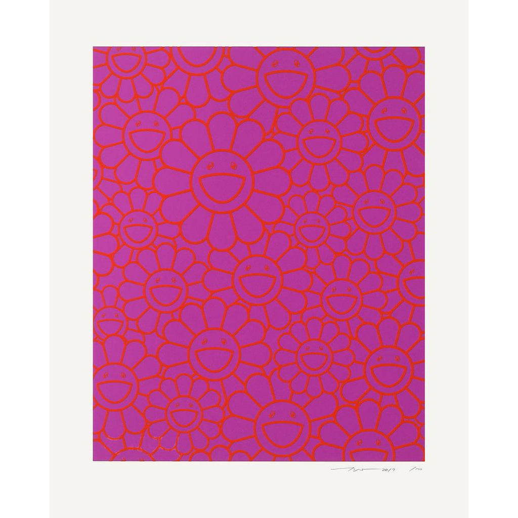 Takashi Murakami, October Story (orange/lavender flowers), 2019, 2019