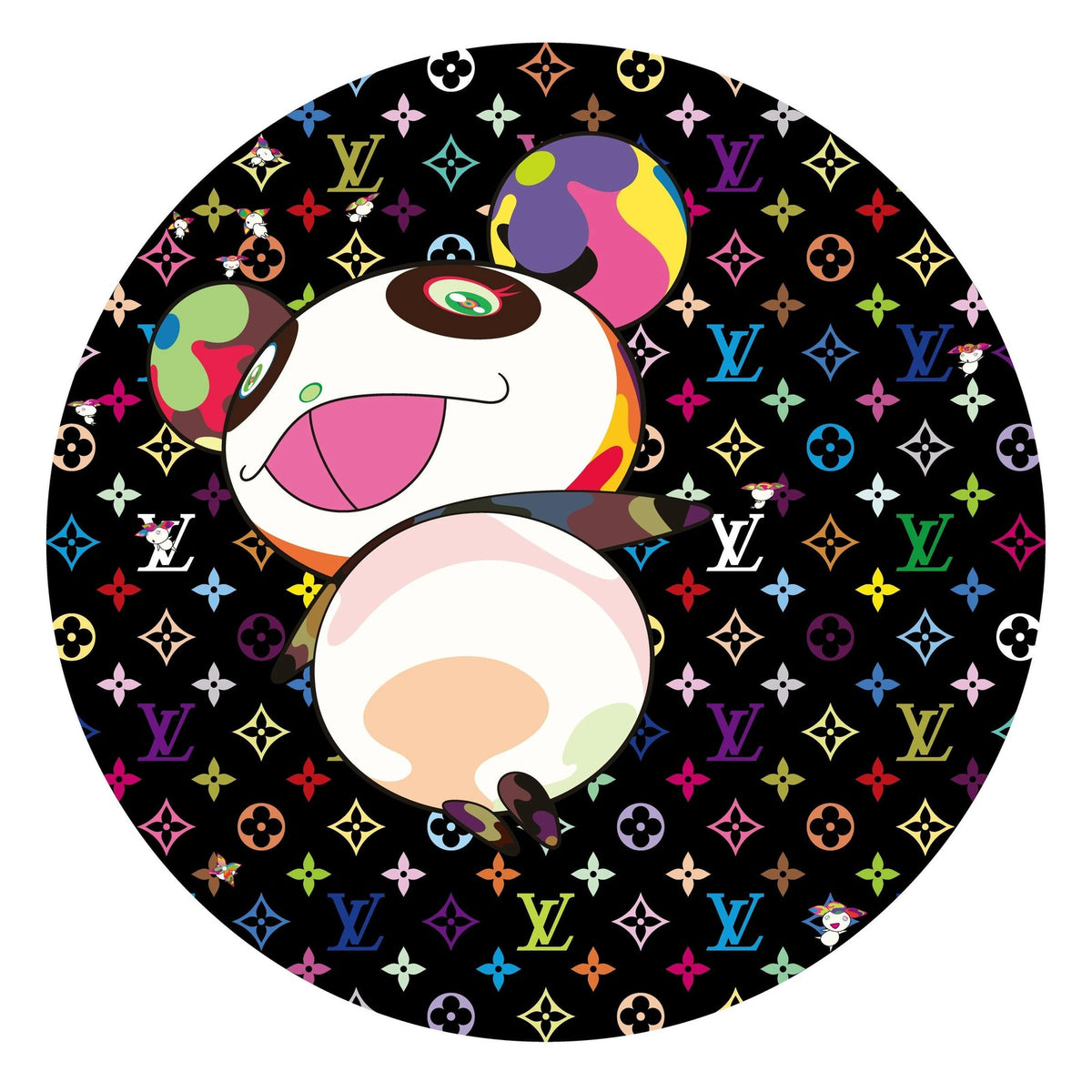 Takashi Murakami, LV BLACK MURAKAMI MULTICOLOR MONOGRAM Panda and Flower Hat Man, 2025, 2025