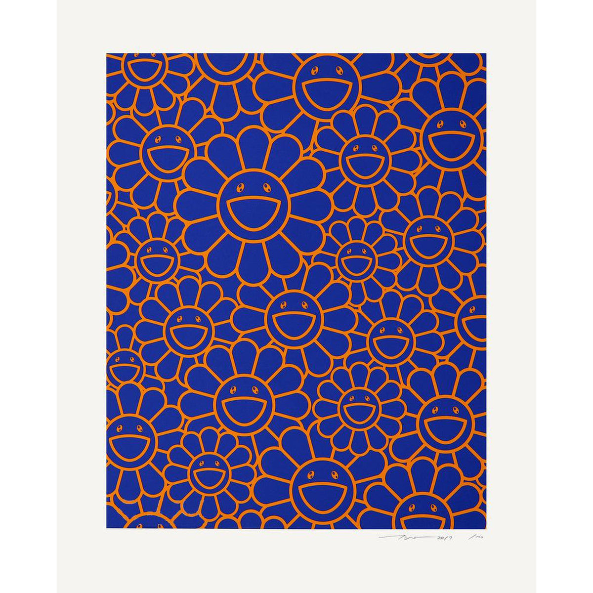 Takashi Murakami, August Joy (orange/blue flowers), 2019, 2019