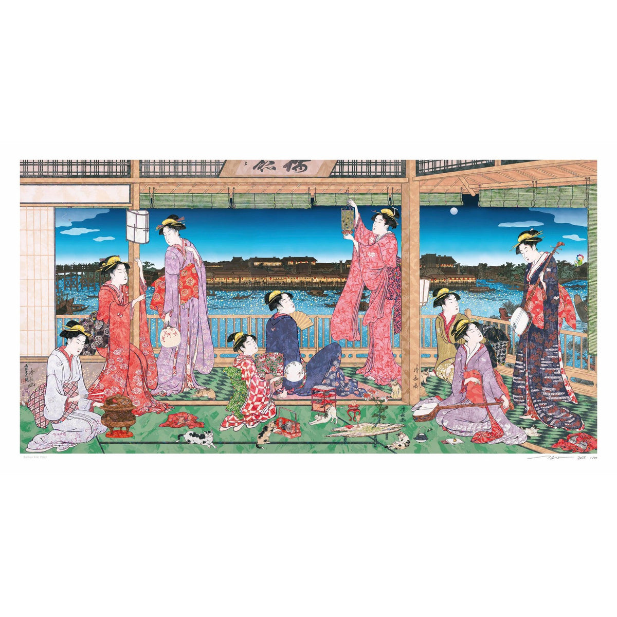 Takashi Murakami, Torii Kiyonaga’s “A Party Viewing the Moon across the Sumida River” UFO, Flower Parent and Child, and Many Cats - SUPERFLAT, 2026, 2026
