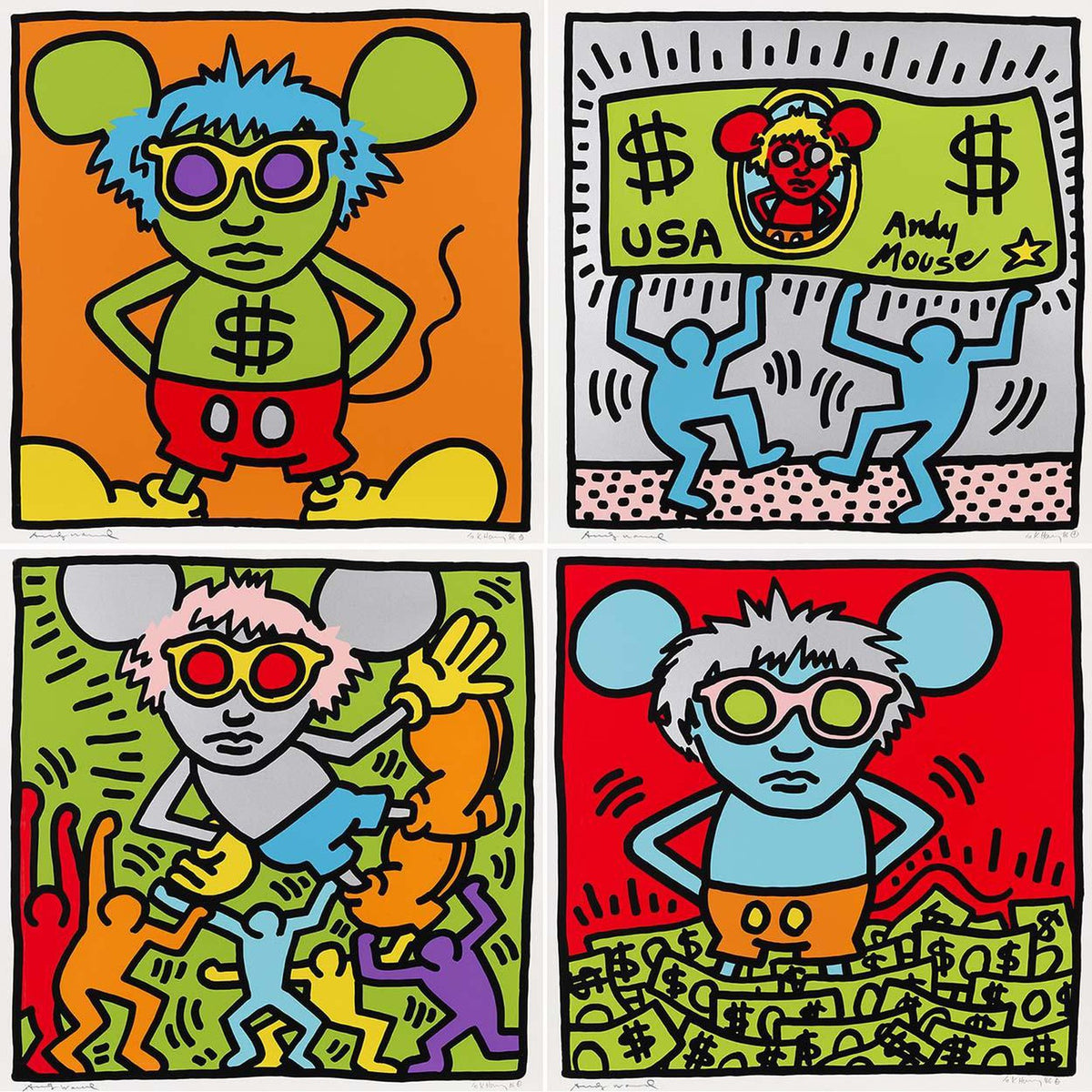 Keith Haring, Andy Mouse (complete set), 1986