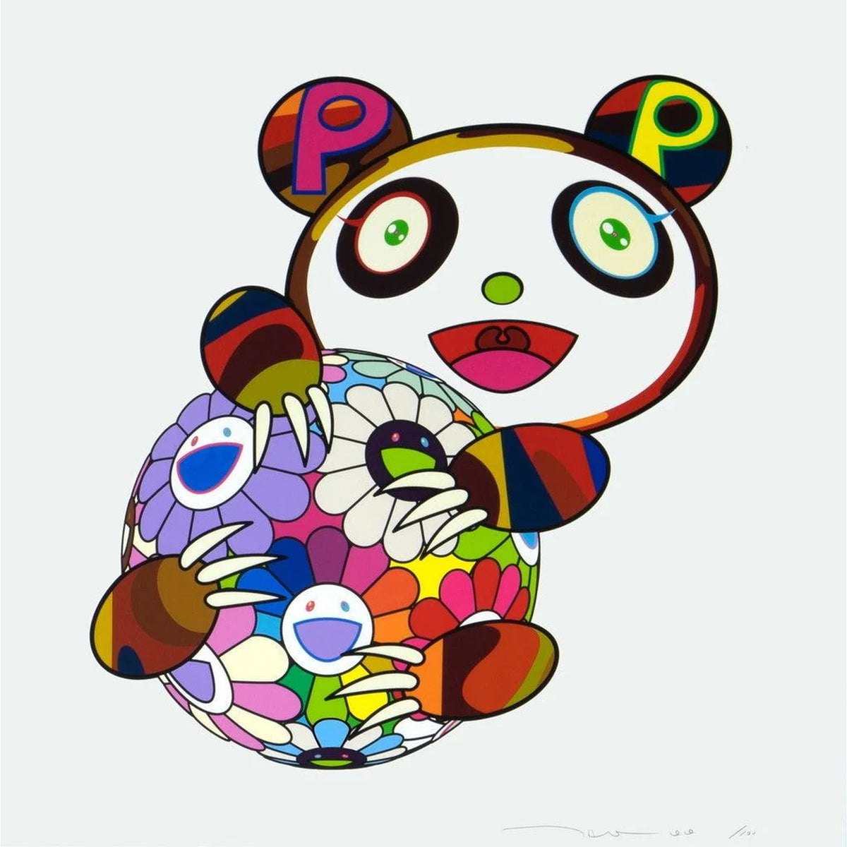 Takashi Murakami, A Panda Cub Hugging a Ball of Flowers, 2020, 2020