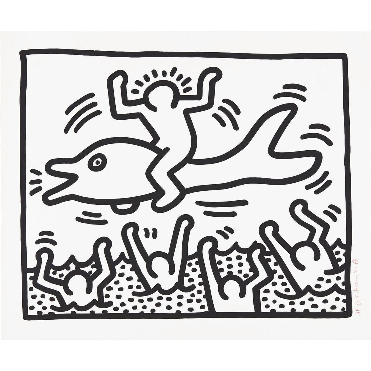 Keith Haring, Man On Dolphin, 1987