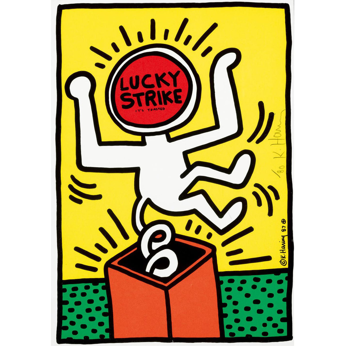 Keith Haring, Lucky Strike (yellow), 1987