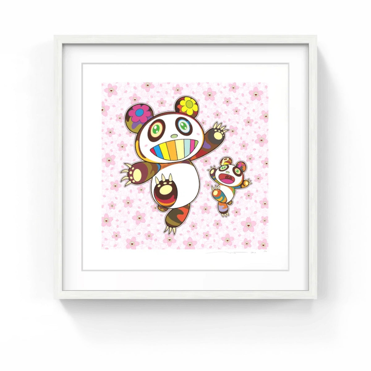 Detail of Takashi Murakami, Panda Parent and Cub in a Shower of Cherry Blossoms, 2024