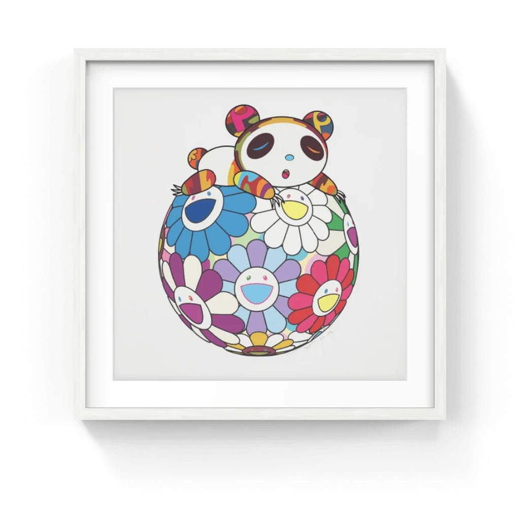 Detail of Takashi Murakami, Atop a Ball of Flowers, a Panda Cub Sleeps Soundly, 2020