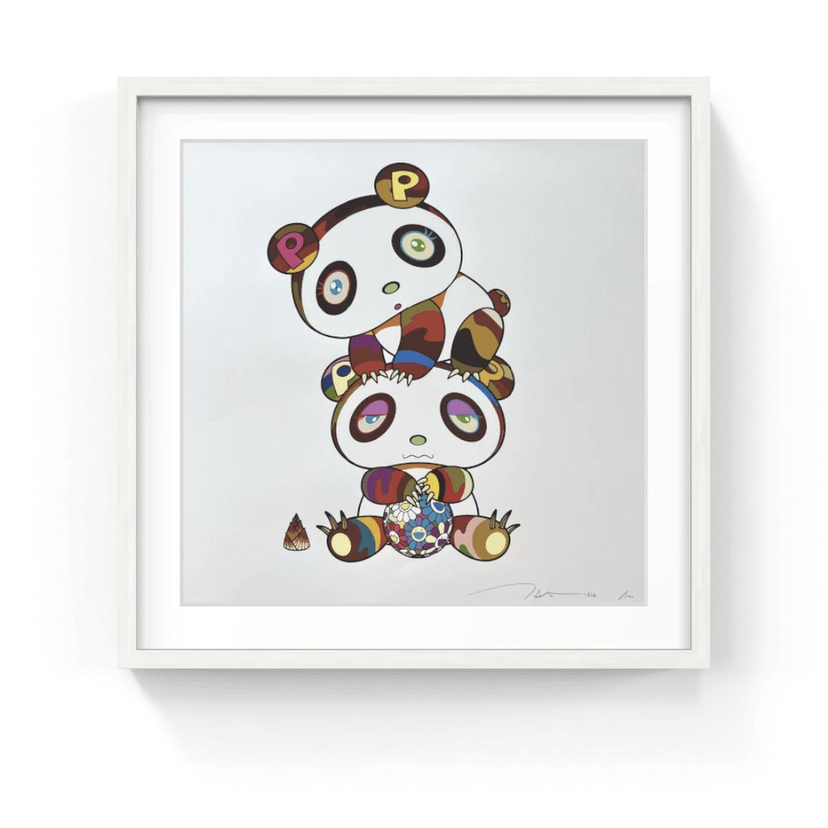 Detail of Takashi Murakami, Two Panda Cubs in a Totem Pole, 2020