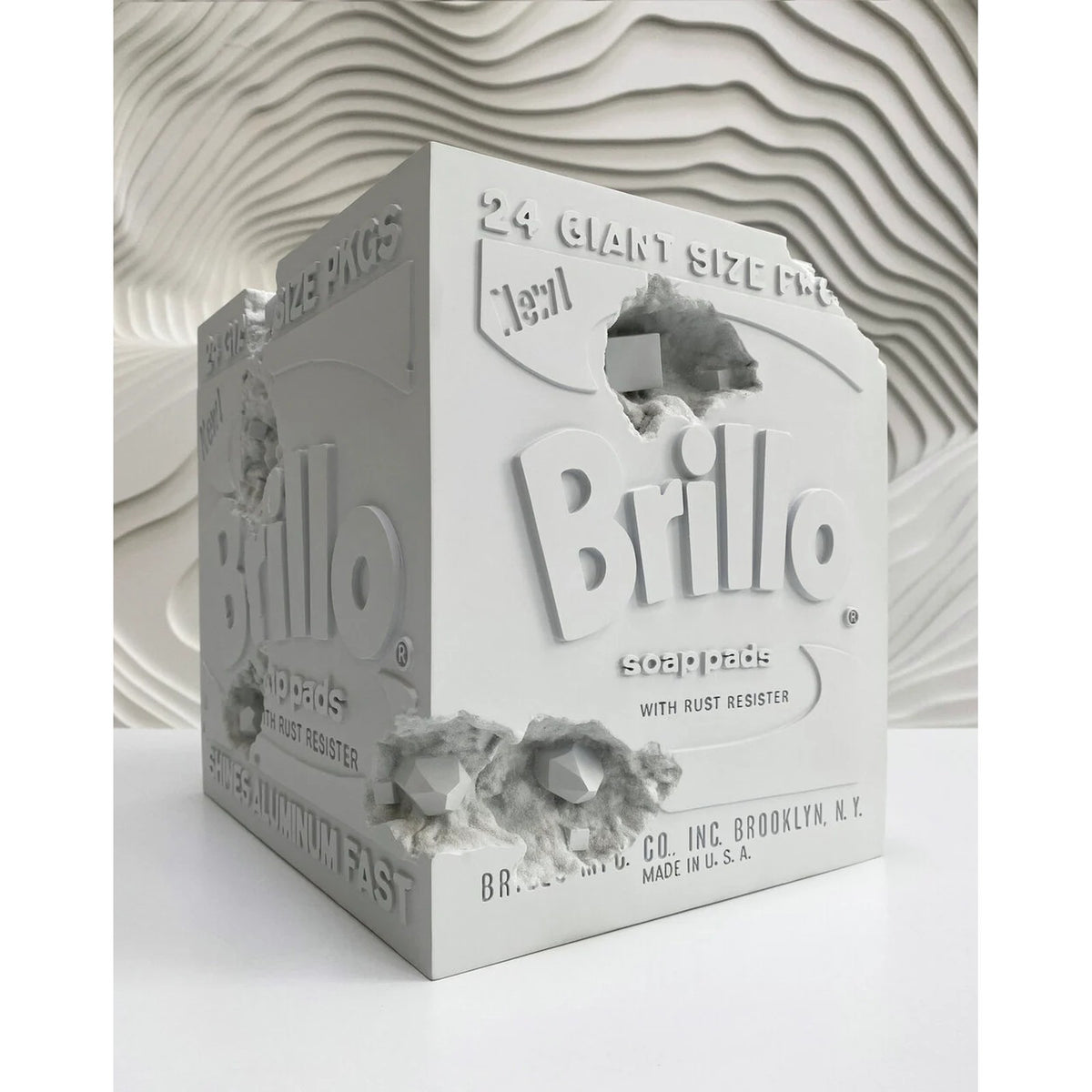 Detail of Daniel Arsham, Eroded Brillo Box
