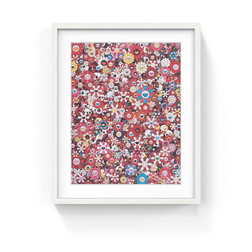 Detail of Takashi Murakami, Skulls & Flowers Red, 2016