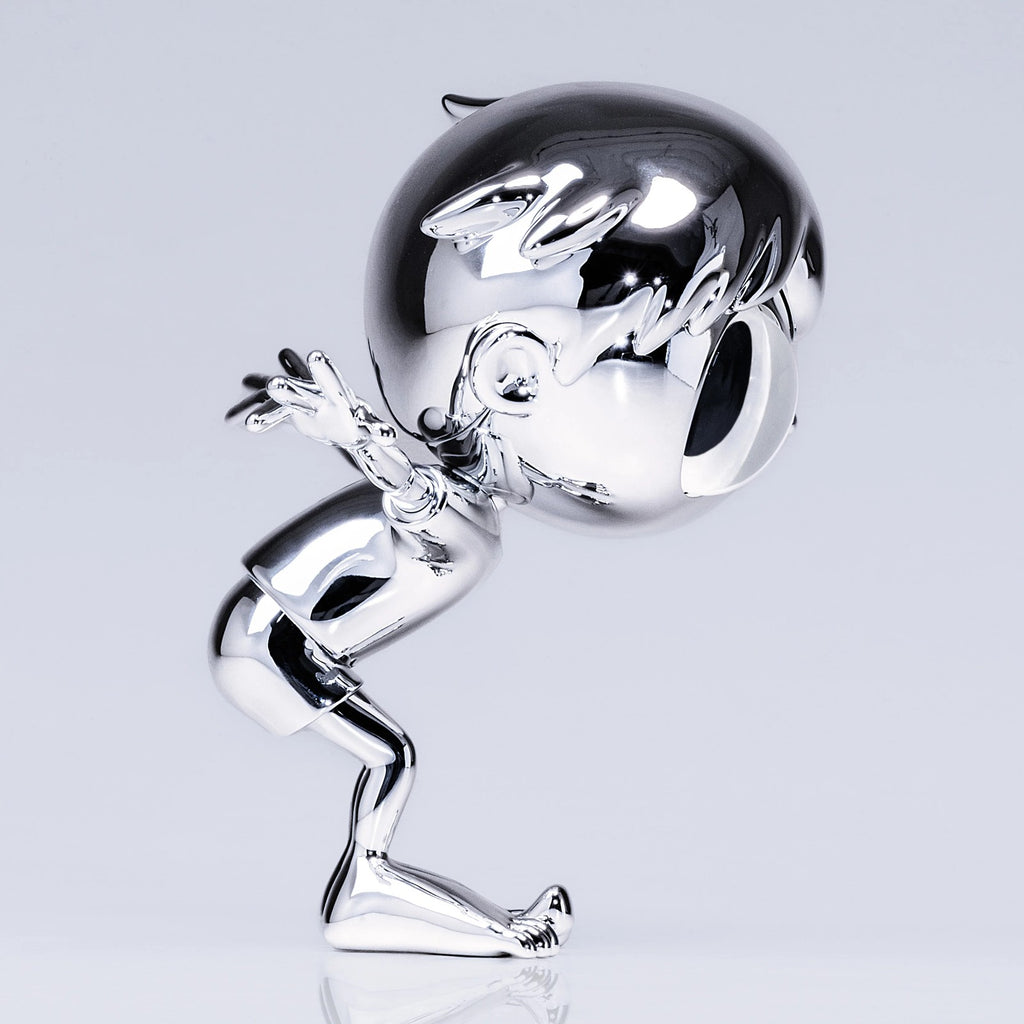 Detail of Javier Calleja, NO WINGS TO FLY (Stainless steel)