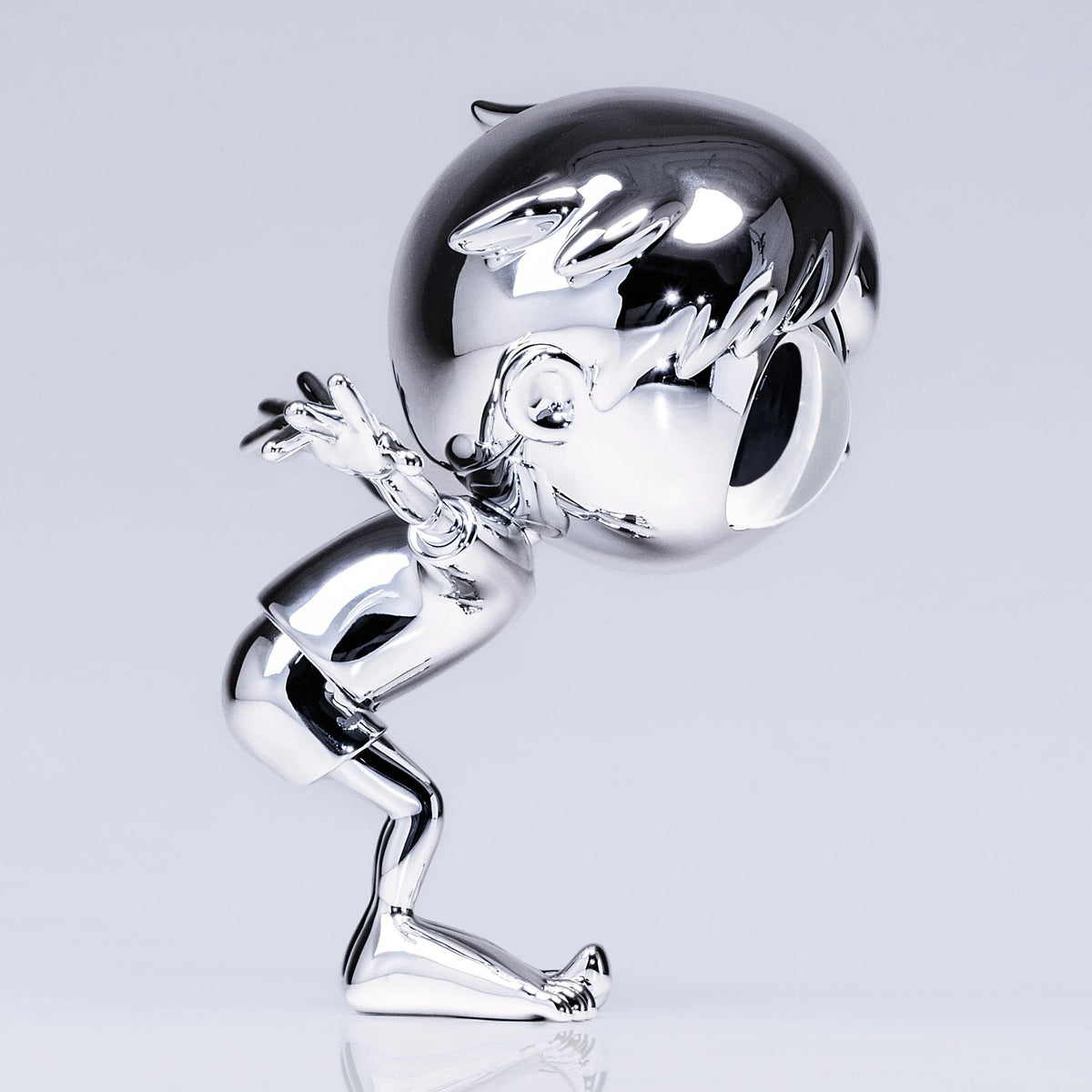 Detail of Javier Calleja, NO WINGS TO FLY (Stainless steel)