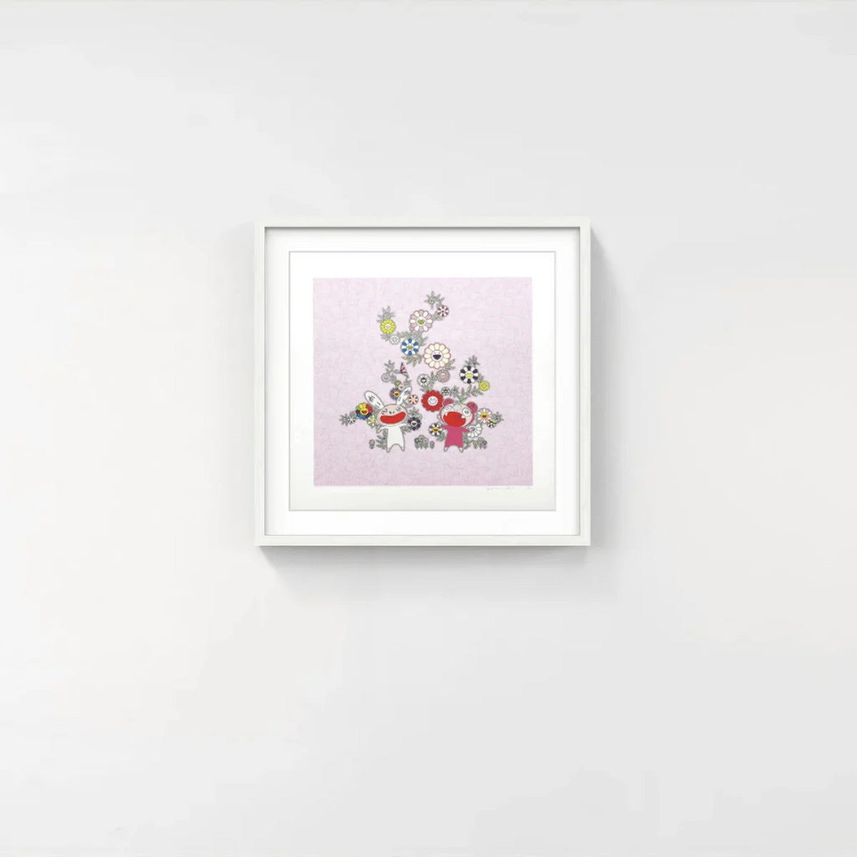 Detail of Takashi Murakami, Snow, Moon, and Flower: Flowers with Kaikai and Kiki, 2022