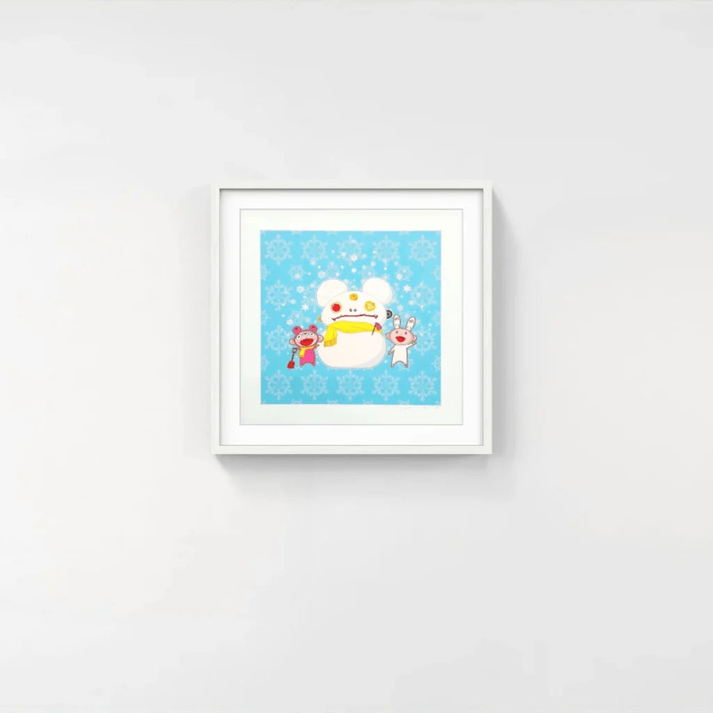 Detail of Takashi Murakami, Snow, Moon, and Flower: Snowman with Kaikai and Kiki, 2022