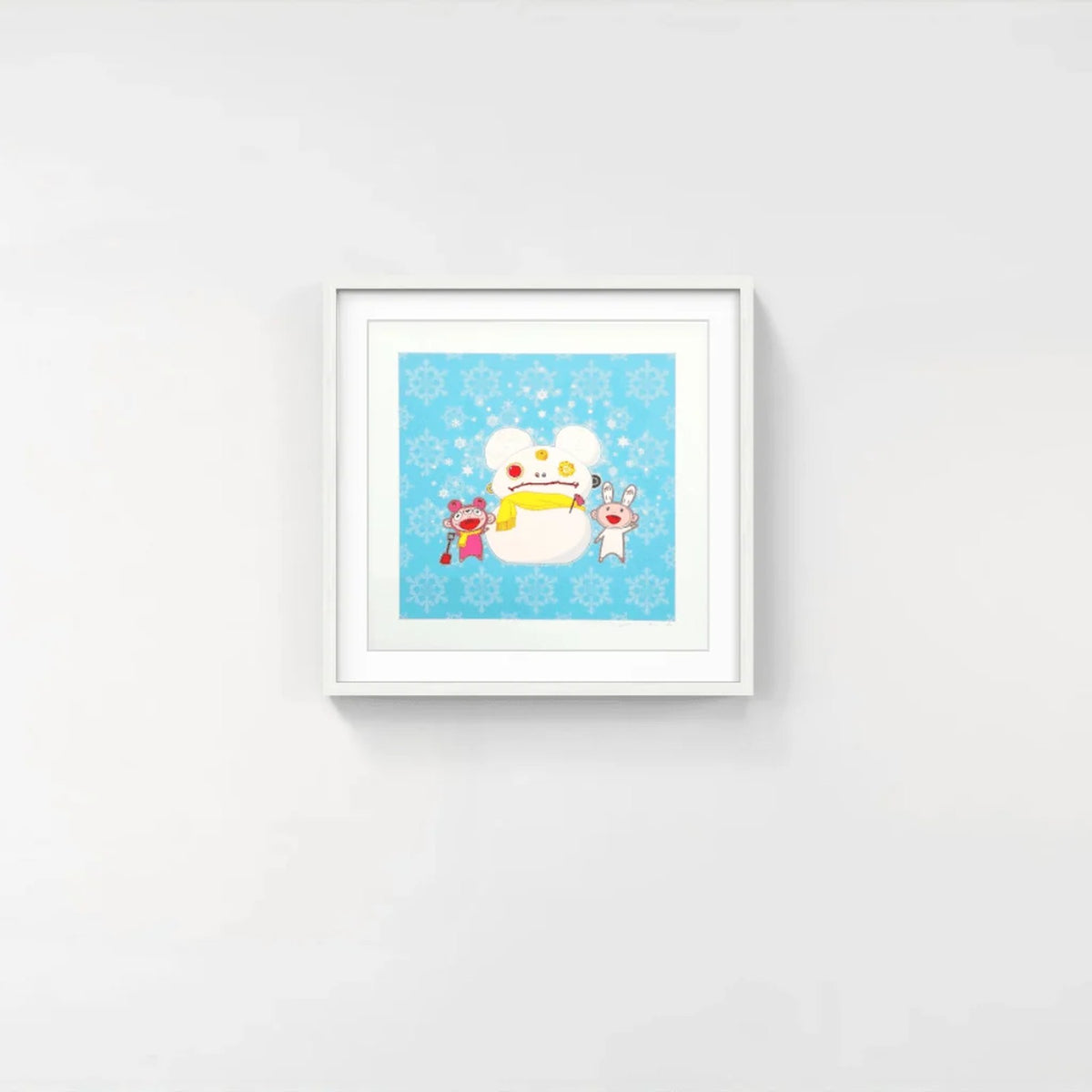 Detail of Takashi Murakami, Snow, Moon, and Flower: Snowman with Kaikai and Kiki, 2022