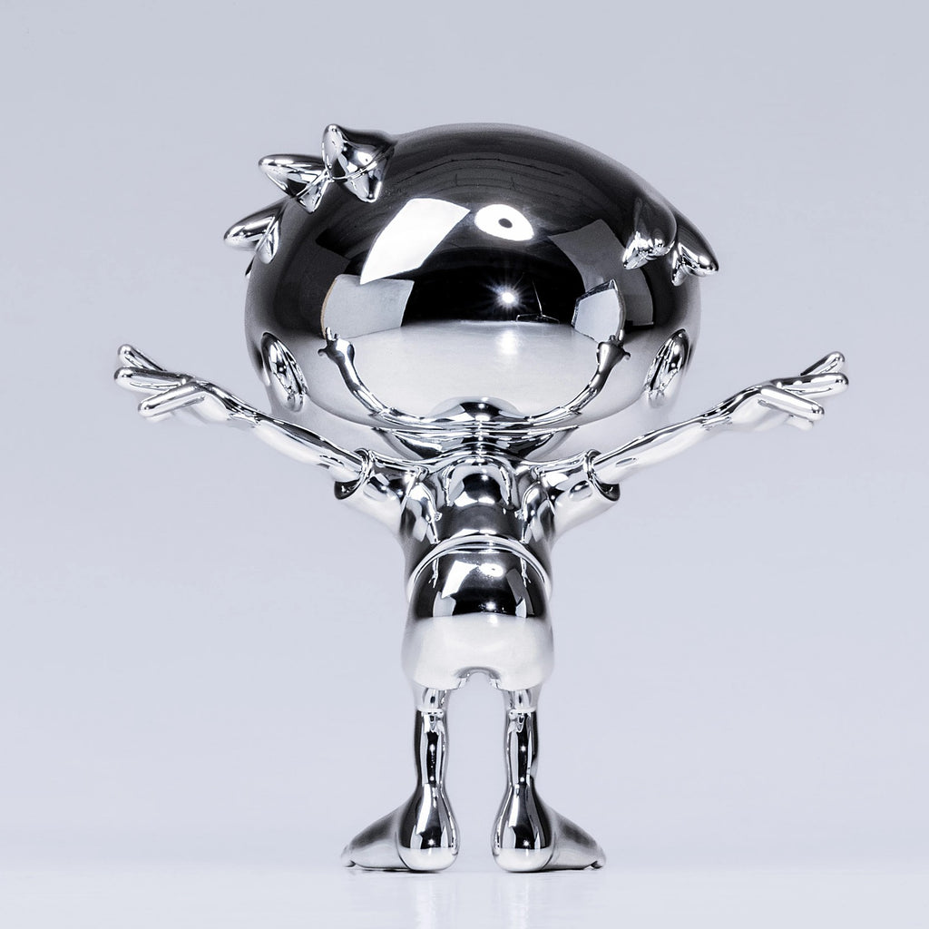Detail of Javier Calleja, NO WINGS TO FLY (Stainless steel)