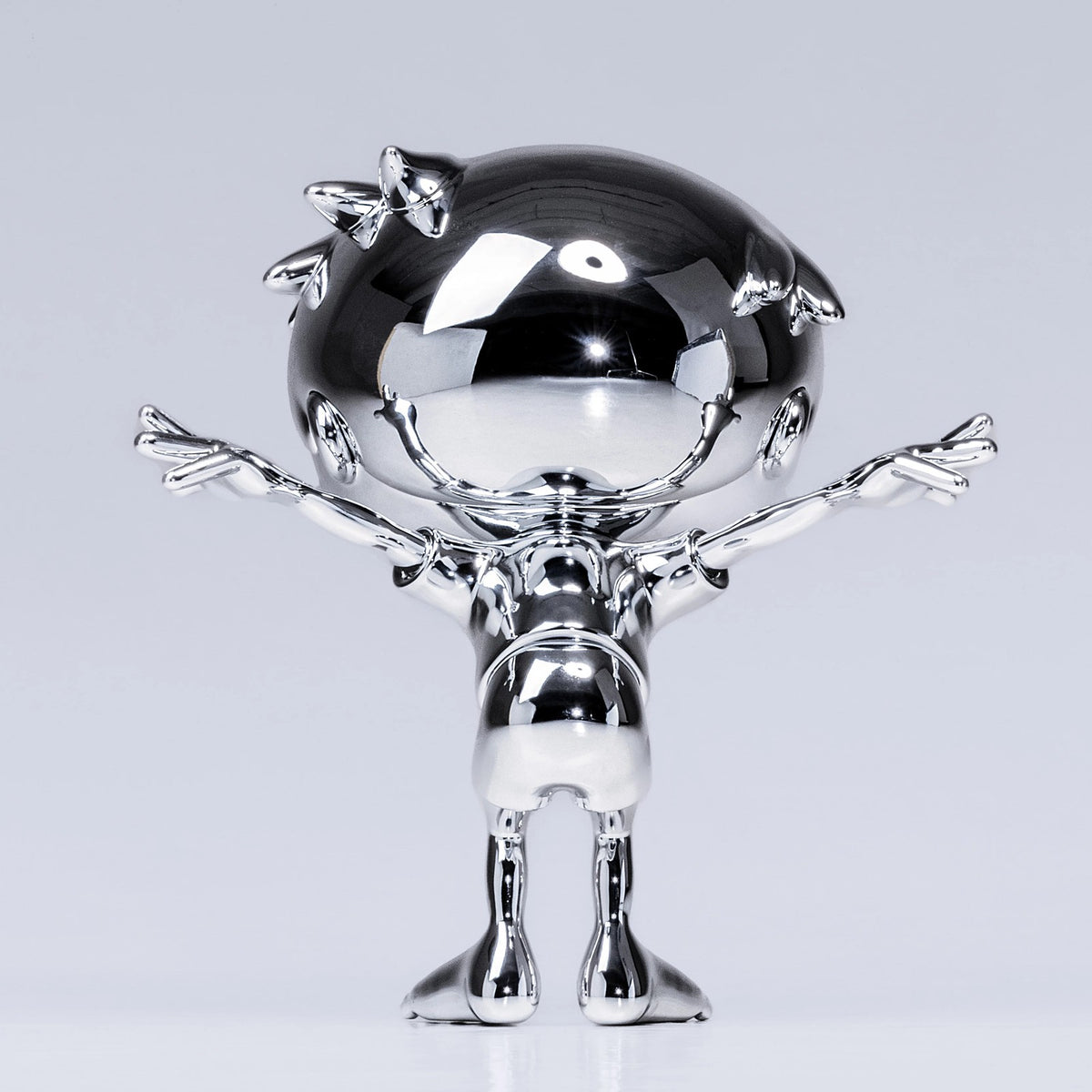 Detail of Javier Calleja, NO WINGS TO FLY (Stainless steel)