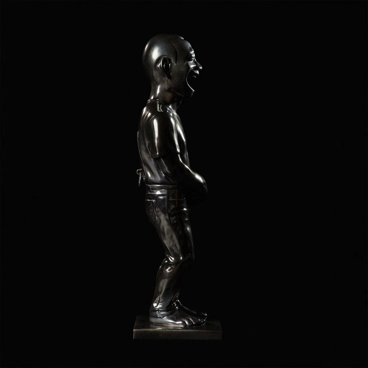 Detail of Yue Minjun, “Genesis” (元氣) Bronze Incense Chamber, 2020 (Silver)