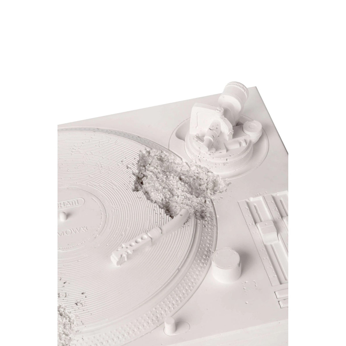 Detail of Daniel Arsham, Eroded Turntable (Silver)