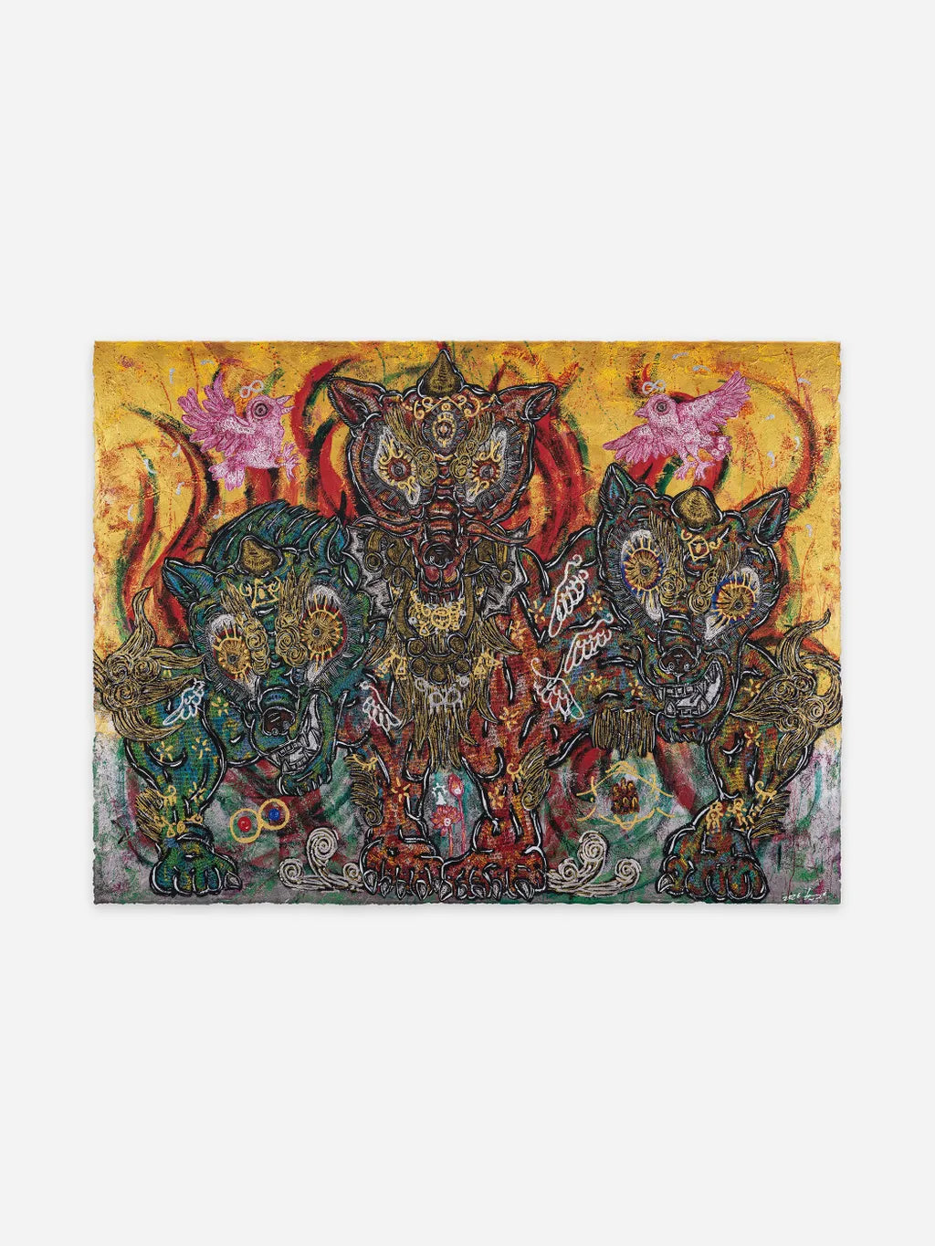 Miwa Komatsu, Three Guardians: Gatekeeping the Heat and Cold, silkscreen print